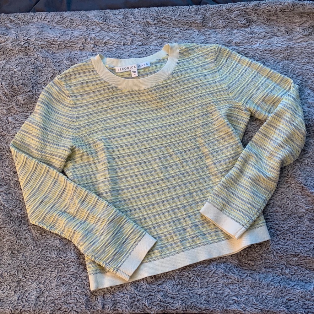 Veronica Beard Boise Striped Yellow Sweater